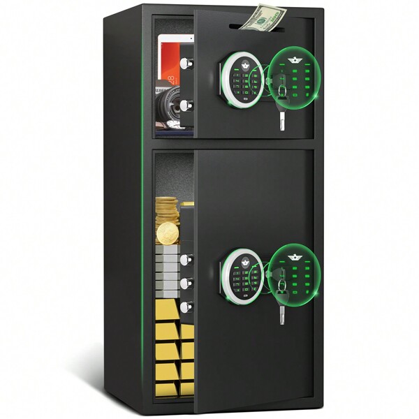 6.5 Cub Extra Large Safe, Heavey Safe Box With Double Digtal Keypad And Dual Alarm For Home Office Hotel, Large Double Door Safe Box For Document Cash Jewelry