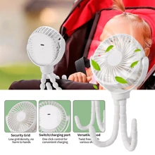1200mAh Clip On Fan USB Rechargeable Mini Cooling Desk Baby Stroller Portable NEW - White - View 5
