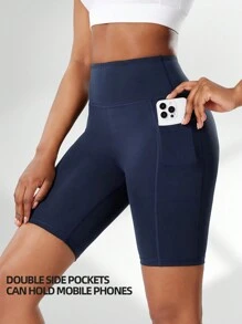 3 件套女式高腰健身紧身裤，带侧袋，紧身弹力 5/3 瑜伽短裤，适合跑步、训练和骑自行车女式平角短裤 - 彩色 - 查看 9