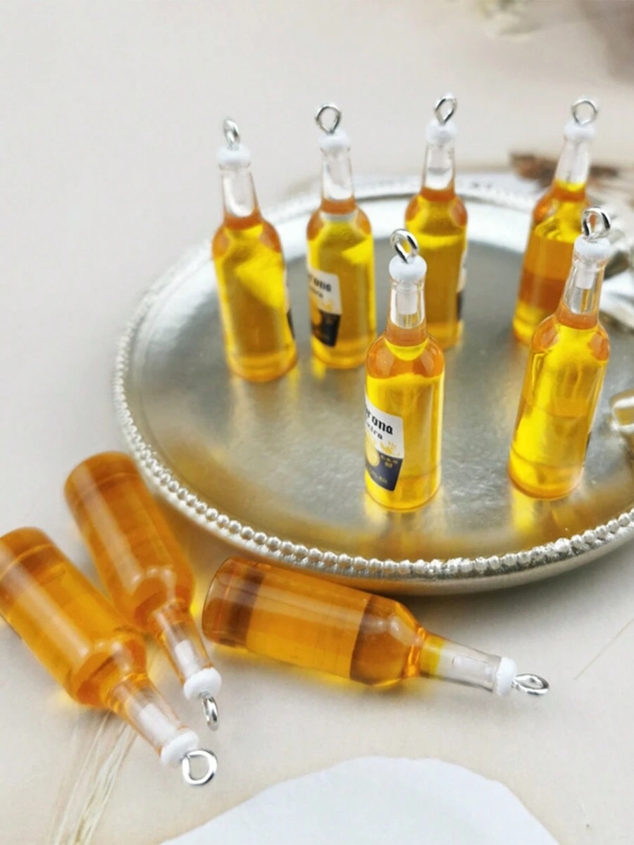 7 chiếc chai rượu thu nhỏ bằng nhựa Phụ kiện trang trí, Kem Gel Epoxy DIY Trang trí, Quà tặng cho mùa tựu trường - Màu vàng - Xem 1