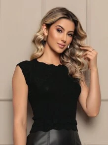 Women Knit Tops - Black - View 5