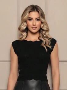 Women Knit Tops - Black - View 1