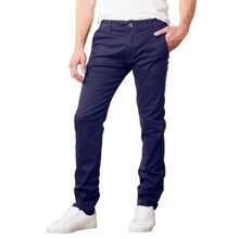 Men's Slim Fitting Cotton Stretch Classic Chino Pants - 海軍 - 查看 1