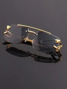 经典 Tiger 时尚眼镜 - 精美设计，奢华镀金，光滑无框结构，先进技术 - 男女通用黑色镜框，非常适合户外旅行和冒险 - 彩色 - 查看 3