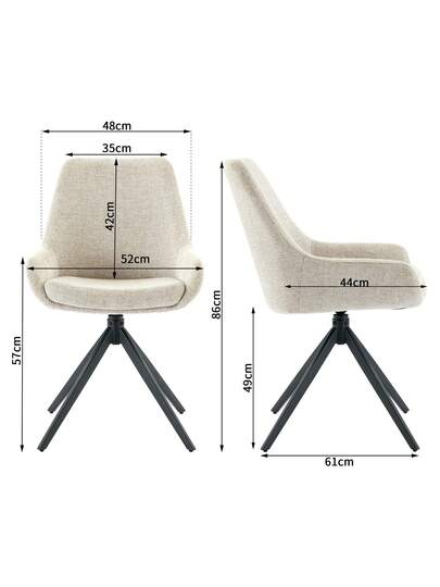 Dining Stoel (Set Of 2), Ergonomic Upholstered Chair, Swivel Armless Room, Kitchen, Living Room view 2