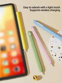 1 pieza Funda protectora de silicona compatible con Apple Pencil 3 lápiz capacitivo con estuche de lápiz USB-C, compatible con lápiz para iPad - Multicolor - Ver 5