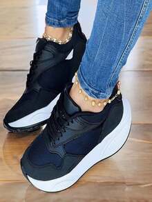 Women Wedge Sneakers - màu đen - Xem 2