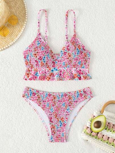 2pcs/Set Women's Print Swimwear, New For Spring/Summer Holiday, Cruise, Spa, Beach, Festival