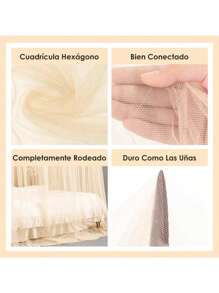 Cortinas De Cama Pabellón Colchas Tamaño King Mosquitero Colcha Tamaño King Dosel De Cama con 4 Postes De Esquina Mosquitera para Cama Dosel De Cama King Size Largo Cortina De Cama - Beis - Ver 8