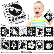 蒙特梭利玩具，高对比度婴儿玩具，黑白软布书，婴儿镜子趴着玩婴儿书婴儿床玩具，折叠式益智活动布书适合男孩女孩幼儿，配件颜色随机 - 彩色 - 查看 11