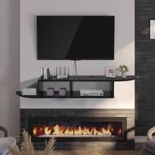 Floating TV Stand, 55" Floating TV Shelf With Storage, Floating Entertainment Center Wall Shelf For Living Room, Bedroom, Black/Gray/Walnut - 黑色 - 查看 4