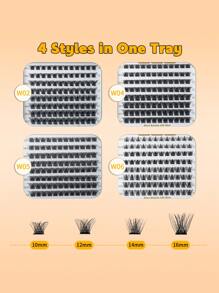 RITALASH RITALASH 384PCS 4 Style Cluster Lashes Book Individual Lashes Clusters Eyelash Extensions False Eyelashes DIY Wispy Fluffy Lash Extension Kit Reusable False Eyelashes Natural Look Mix 10-16mm