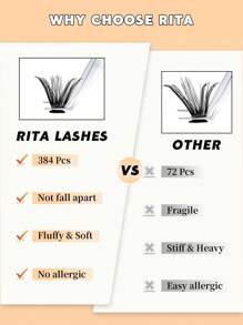 RITALASH RITALASH 384PCS 4 Style Cluster Lashes Book Individual Lashes Clusters Eyelash Extensions False Eyelashes DIY Wispy Fluffy Lash Extension Kit Reusable False Eyelashes Natural Look Mix 10-16mm