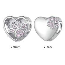 bamoer 1 pieza Charm de plata de ley 925 con forma de pata y hueso de mascota, con  rosa en forma de corazón, apto para mujer, pulsera y collar DIY, joyería fina para el Día de San Valentín - Multicolor - Ver 17