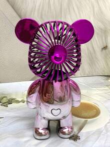 Cute Bear Shaped Portable Mini Fan, Multicolor Ombre Design, Ideal For Summer Use