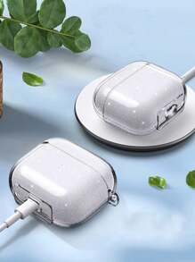 闪光耳机盒兼容 4 Pro、3、3、2、1，透明蓝牙耳机保护壳，带支架的柔软耳机套 - 閃透+筆+防丟繩 - 查看 2