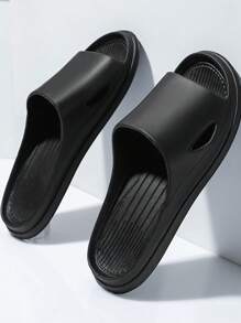 Papuci unisex ușori din EVA, cu fund moale și talpă anti-alunecare, perfecti pentru interior, băi, plajă și ținute casual vara - Negru - Vizualizare 8