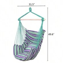 Hammock Chair Macrame Swing,Distinctive Cotton Canvas Hanging Rope Chair With Pillows For Indoor And Outdoor Use - 綠色 - 查看 11