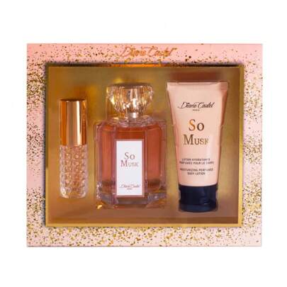 Fragrance World Conjunto de caixa de 3 peças So Musk 100ML + 50ML + 10ML - Eau de Parfum feminino inspirado em For her