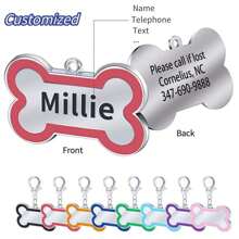 个性化闪光狗牌，定制刻字宠物名字骨头形状吊坠，双面定制，猫咪身份牌金属吊坠，狗项圈猫项圈，防止宠物走失的完美礼物，可挂在项圈上，送给您爱宠的最佳礼物，装饰性强，精美雕刻，不锈钢材质，时尚，多彩，复古，可爱，简约，萌趣，可定制，独一无二，个性化宠物礼物，适合周年纪念日、生日和其他场合 - 彩色 - 查看 18