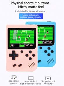 1pc Handheld Game Console  New Retro Game Handheld  Containing 400 Games  Nostalgic Classic Old-Fashioned Game Console Portable Mini Double-Player Small Game Console  Can Be Connected To TV  Teen Memory Birthday Gift - Baby Blue - View 5
