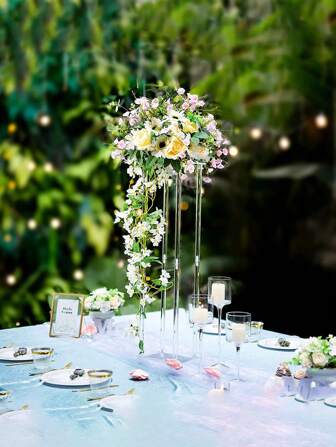 1set 31.5 Inch (About 80cm) Tall Acrylic Flower Vase With Screwdriver, Romantic & Elegant Square/Round Style Wedding Centerpiece Decorative Flower Vase Stand For Party Table Decoration & Wedding Decorations