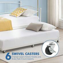 Twin Metal Daybed With Trundle, Twin Size Daybed Frame With Pullout Trundle 6 Casters, Steel Slat Support Guest Sofa Bed For Living Room, Bedroom, Apartment, No Box Spring Needed, White Black Pink