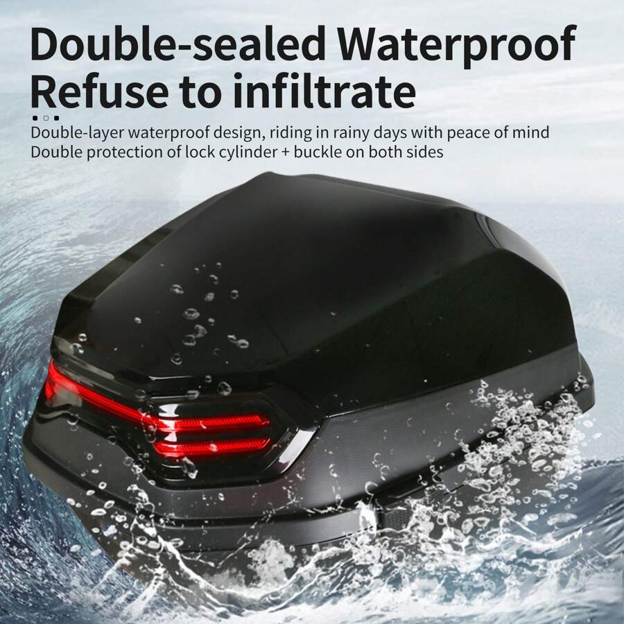 WANSLO Motorcycle Top Box 35L Motorcycle Tail Box Universal Thickened Large Compartment General Storage Box Givi Box Motor Box With Base Plate Sec Top Box For Motorcycle - Silver - View 1