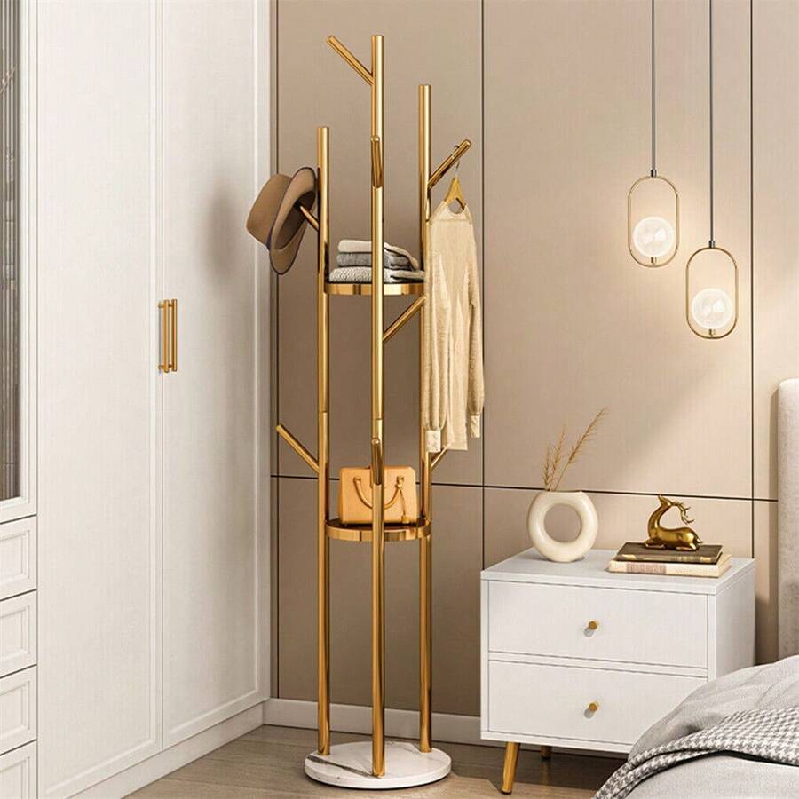 UNHO Heavy Duty Marble Coat Rack Stand Tall Clothes Rail Hanger F ...