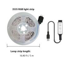 Striscia luminosa LED 3535RGB con controllo a 3 tasti tramite USB, striscia luminosa a LED RGB a sette colori per interni, decorazione della camera da letto del soggiorno, luce di sfondo per feste di Natale, atmosfera luminosa a strisce a risparmio energetico 5V
