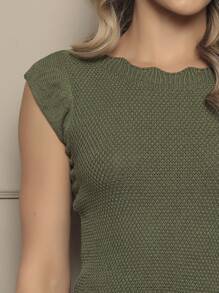 Women Knit Tops - Moss Green - View 4