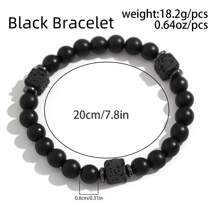 1st Heren Vulkanische Steen Kralen Ketting Armband Set, Veelzijdige Hip-Hop Retro Ketting, Kerstmis, Nieuwjaar, Valentijnsdag Cadeau
