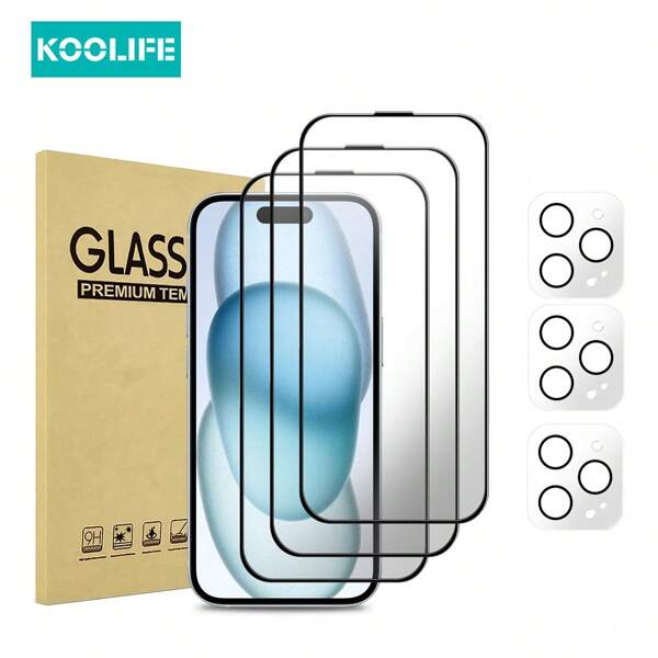 3 Stück Koolife Kameraobjektiv Schutzfolie aus gehärtetem Glas, vollflächiger High-Definition Transparenz mit gedruckten schwarzen Kanten, Staub- und Kratzschutz kompatibel mit iPhone 12/12Pro/12ProMax, 13/13Pro/13ProMax, 14/14Plus/14Pro/14ProMax, 15/15Pro/15Plus/15ProMax Geschenk zum Geburtstag, für Familie, Freunde Bildschirmschutz, Handyzubehör