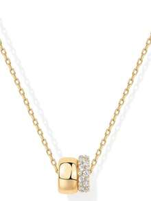 一片式镀金方晶锆石项链 圆珠吊坠项链 女士 - 彩色 - 查看 7