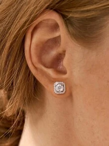 Newsoul 1 对 0.5 克拉认证 D 色莫桑石钻石独特订婚耳钉女士订婚婚礼耳环优雅 925 纯银婚礼新娘珠宝 - 銀色 - 查看 3