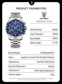 Sports Men Watch Waterproof Chronograph Men's Watches Luminous Stainless Steel Luxury Watch For Man Quartz +Box,1PC