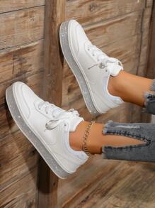 2023年新時尚女款戶外運動網眼休閒鞋，時尚、多功能且耐用 - 白色 - 查看 2