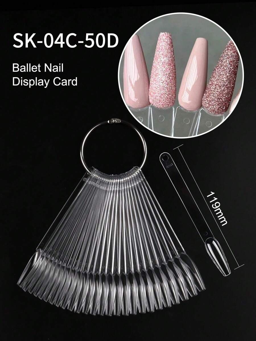 50pcs Clear Colors Nail Showing Shelf Color Card Fan Shape Tips Display Sticks Gel Polish Practice Swatch Color Chart