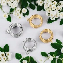 10入組不鏽鋼時尚圓形耳環，配戒指自製耳環，珠寶飾品配件生產 - 耳扣 - 查看 3