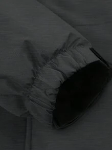 Men's Solid Color Zip Front Pocket Long Sleeve Hooded Down Jacket, Ski Wear - Black - View 4