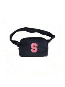 1pc Black Multifunctional Crossbody Chest Bag, Waist Bag, Nylon Waterproof Chest Bag, Men'S And Women'S Crossbody Bag, Outdoor Sports Running Waist Bag, With Adjustable Shoulder Straps, Small Waist Bag, Suitable For Exercise, Running, Hiking