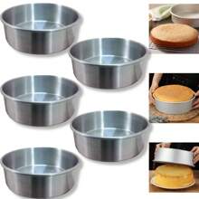 5 Moldes Redondos Para Pastel 18 Cm de Diametro y 6.5 Cm Alto - Plateado - Ver 1