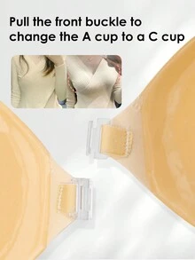 Adhesive Bra With Shoulder Straps  Sticky Invisible Disposable Nipple Cover For  Women Invisible And Thicken Push Up Sticky Bra - Multicolor - View 5