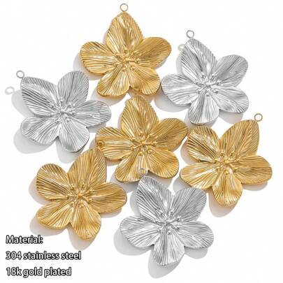 5pcs 304 Stainless Steel Vintage Flower Pendant Fashion Necklace Earring Pendant Pendant Daily Making Wear DIY Jewelry Accessories Necklace Pendant Earrings Valentines