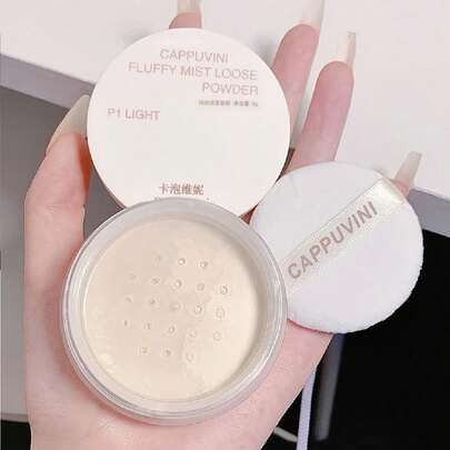 Cappuvini Polvo prensado de larga duración, polvo fijador de maquillaje con control de aceite, polvo fijador de maquillaje mate no pegado, polvo fijador de maquillaje de larga duración