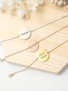 个性化镌刻名字手链 - 经典不锈钢圆形硬币手镯带吊坠，可调节书法风格字母手工女士手链，可定制日期、名字、家庭珠宝 银、金、玫瑰金 时尚、秋季时尚、休闲、可爱、简约、简约、老钱定制、个性化、独特 送给女朋友、妈妈、家人、朋友、女儿、祖父母的理想礼物 周年纪念日、情人节、母亲节、生日、毕业典礼、婚礼、日常佩戴 - 金色 - 查看 8