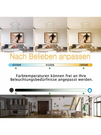 LILIIN Crystal Hang Lamp Two Rings Three Ch elier Ceiling Cold Wit Dimmable Stainless Steel Kitchen Verlichting Bedroom view 2