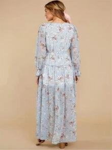 Vestido de Tela Poliéster y Elastano para Mujeres con V-Neck y Abrigo Profundo: Estilo Chic y Cómodo para Ocasiones Elegantes y Casuales con Bloqueo de Color - Azul - Ver 2