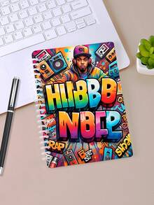 1 pieza Cuaderno recargable con portada de patrón de arte de Hip Hop Rap de 120 páginas, creativo diario desmontable, adecuado para estudiantes y oficina. - Multicolor - Ver 10