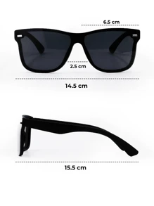 Gafas de sol UNISEX sin marco,plano, tipo wayfarer - Negro - Ver 5